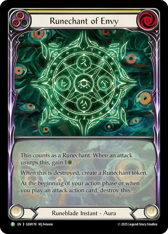 【EN】〈RF〉Runechant of Envy(Yellow)[Extended Art] [GEM178]