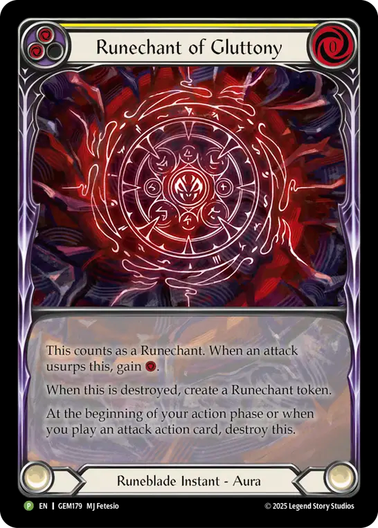 【EN】〈RF〉Runechant of Gluttony(Yellow)[Extended Art] [GEM179]