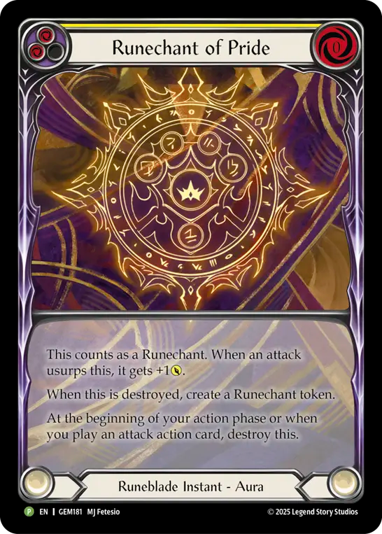【EN】〈RF〉Runechant of Pride(Yellow)[Extended Art] [GEM181]