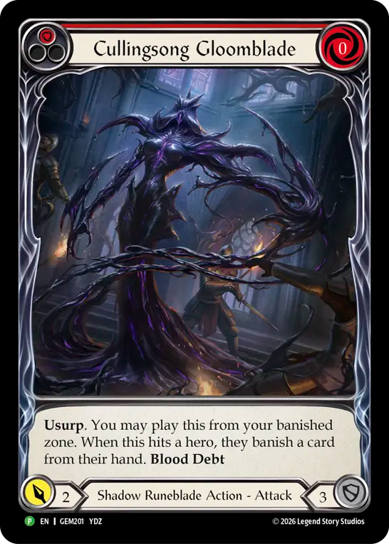 【EN】Cullingsong Gloomblade(Red)[Extended Art] [GEM201]