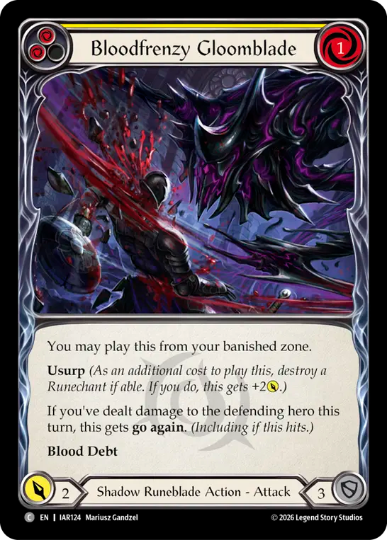 【EN】Bloodfrenzy Gloomblade/血狂いの堕剣士(Yellow) [IAR124]